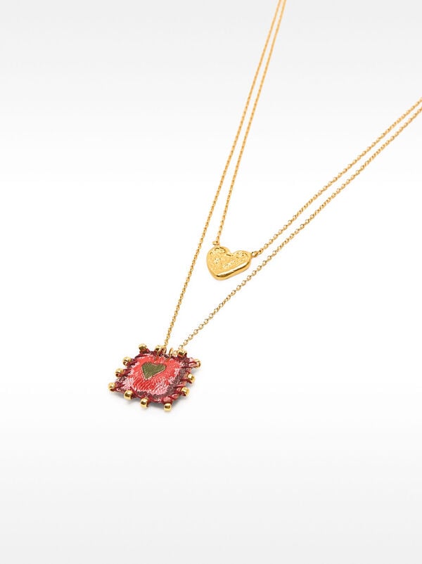 Double heart pendant necklace - 925 sterling silver