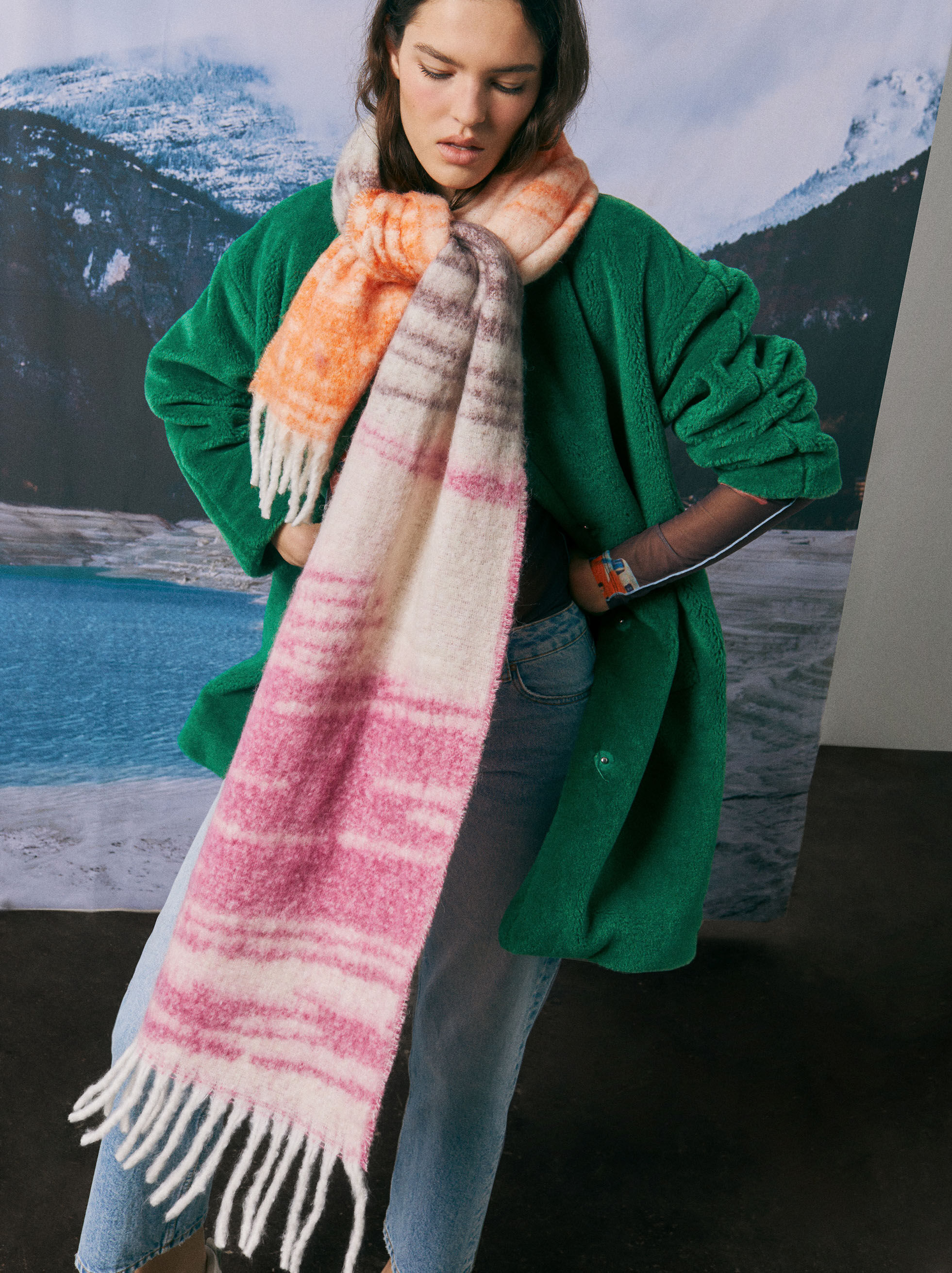 Contribuyente perdonado Estar confundido Maxi Bufanda Estampada - Azul - Mujer - - parfois.com
