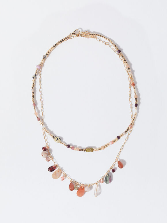 Set Of Necklaces With Stone, Multicolor, hi-res
