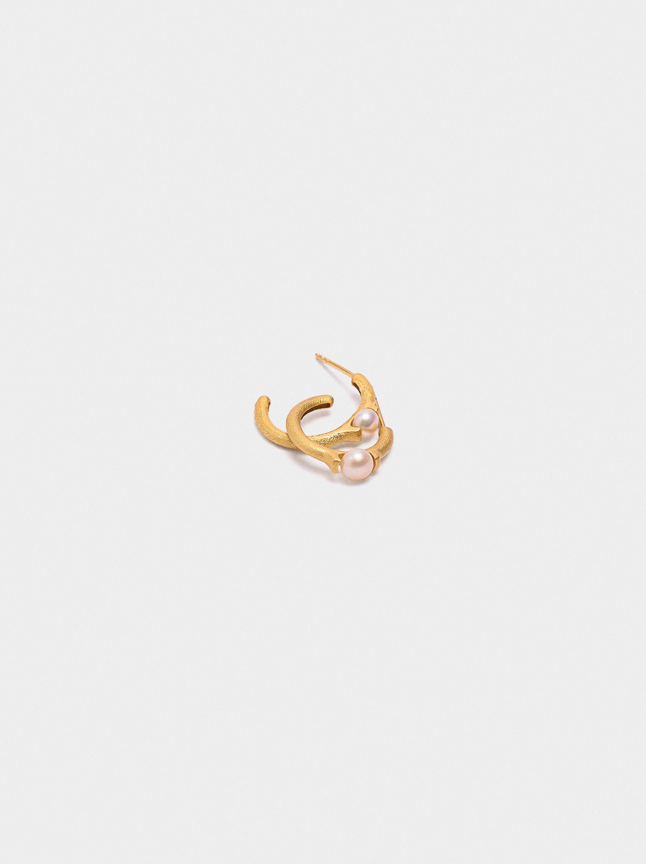 Hoop earrings with freshwater pearls - 925 sterling silver image number 1.0