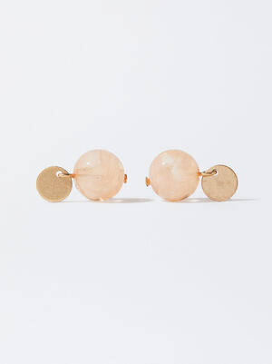 Golden Earrings With Resin image number 2.0
