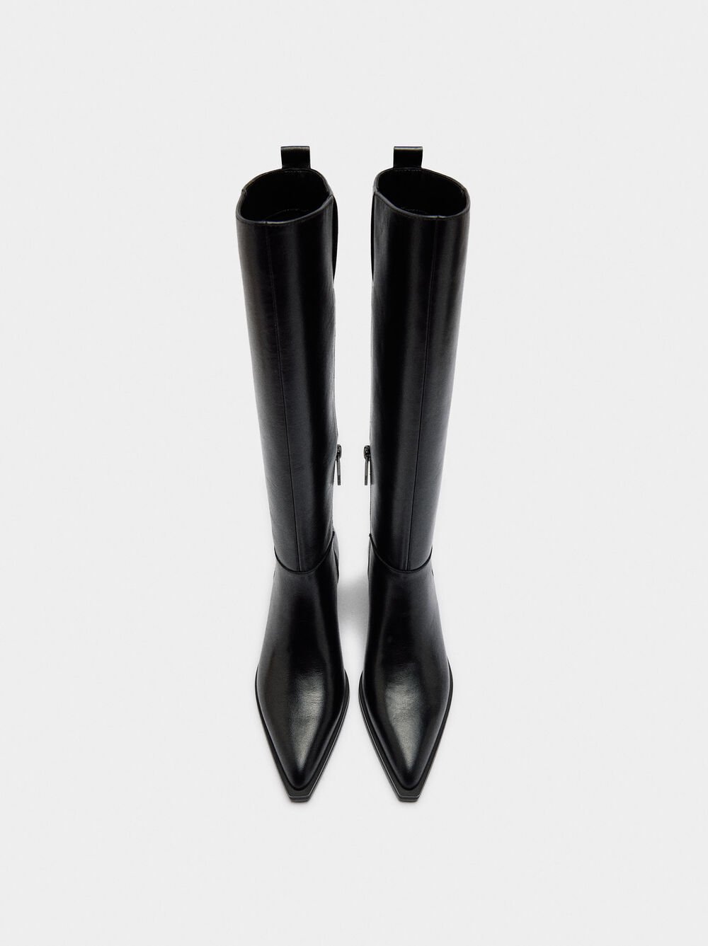 High shaft leather boots with heel