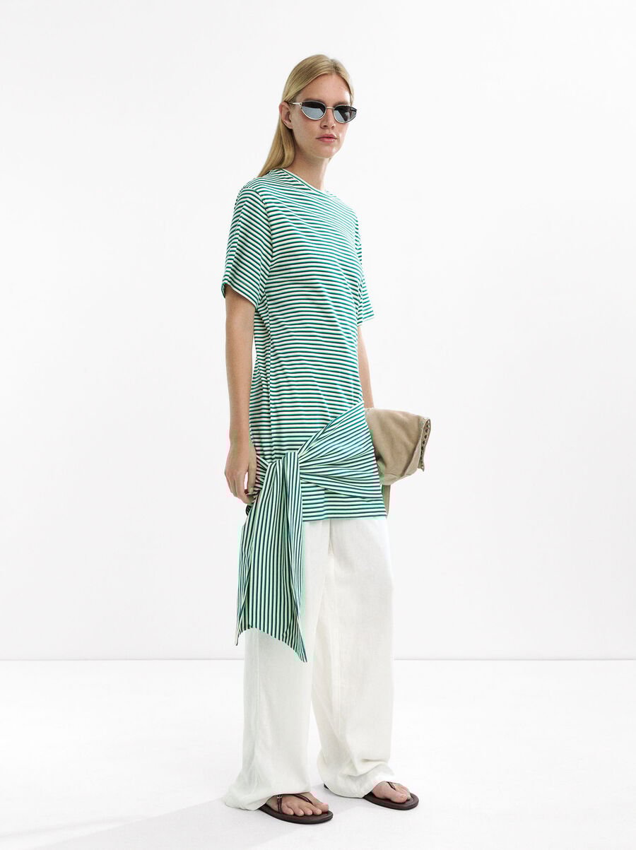 Short striped dress 100% cotton