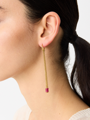 Stainless Steel Earrings With Crystals, Pink, hi-res