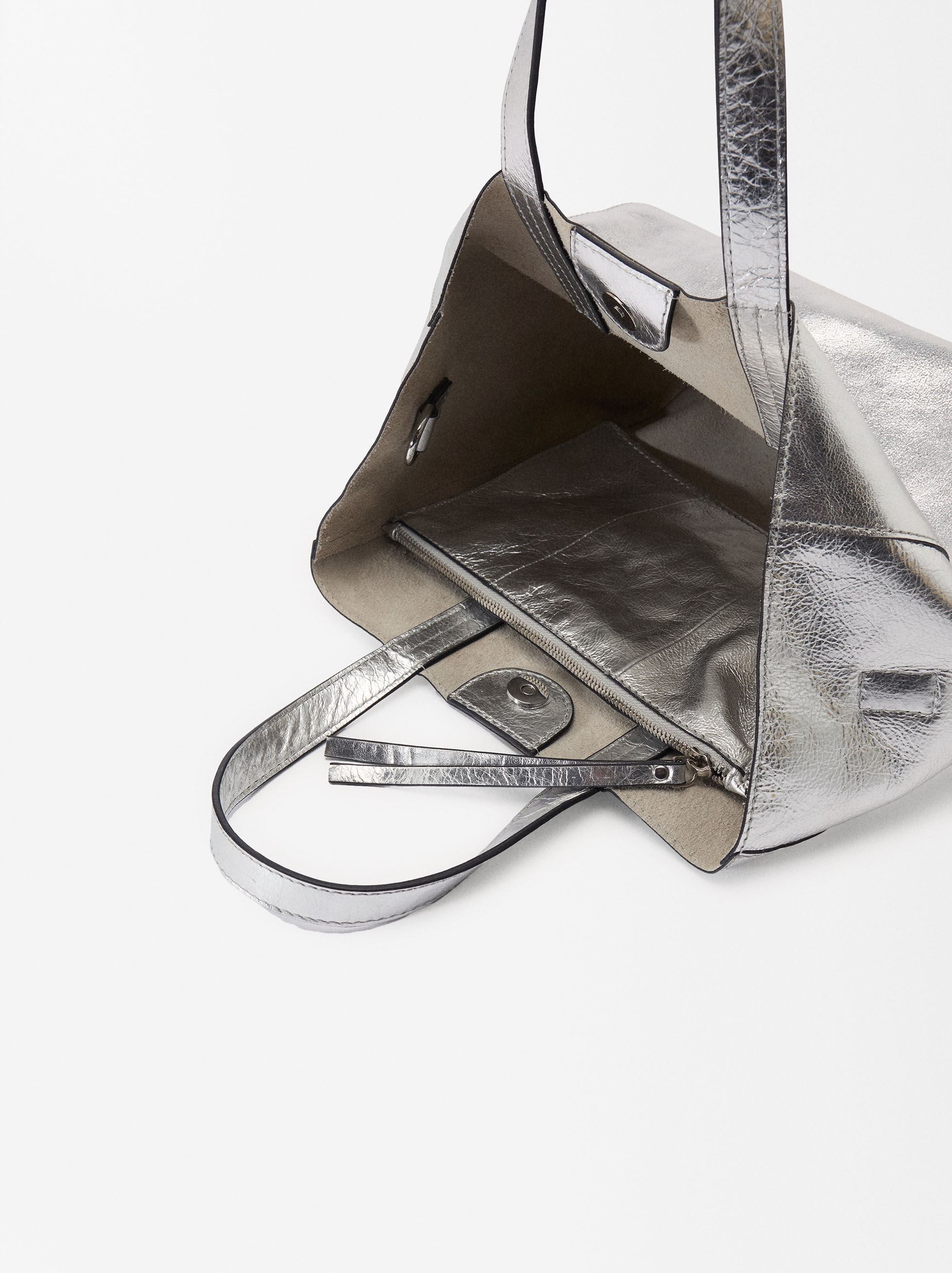 Small silver tote best sale bag