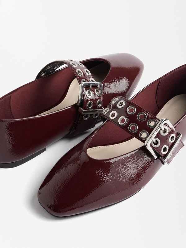 Patent ballet flats with studs