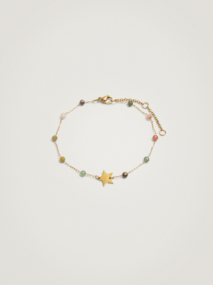 Stainless Steel Bracelet With Stones And Star, Multicolor, hi-res