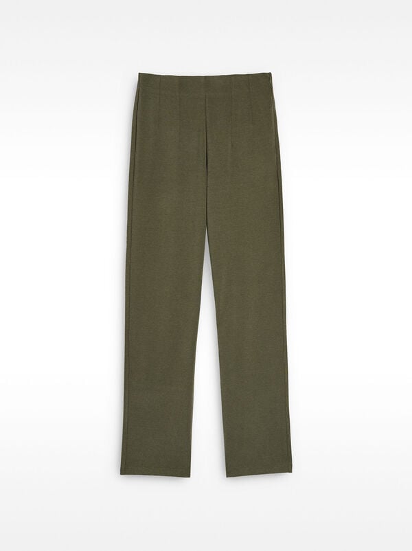 Pleated trousers with elastic waist