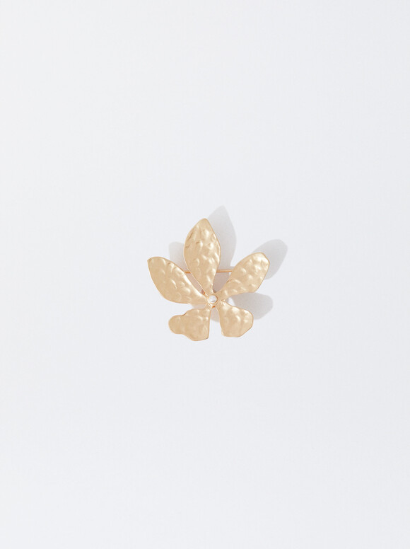 Flower Brooch, Golden, hi-res