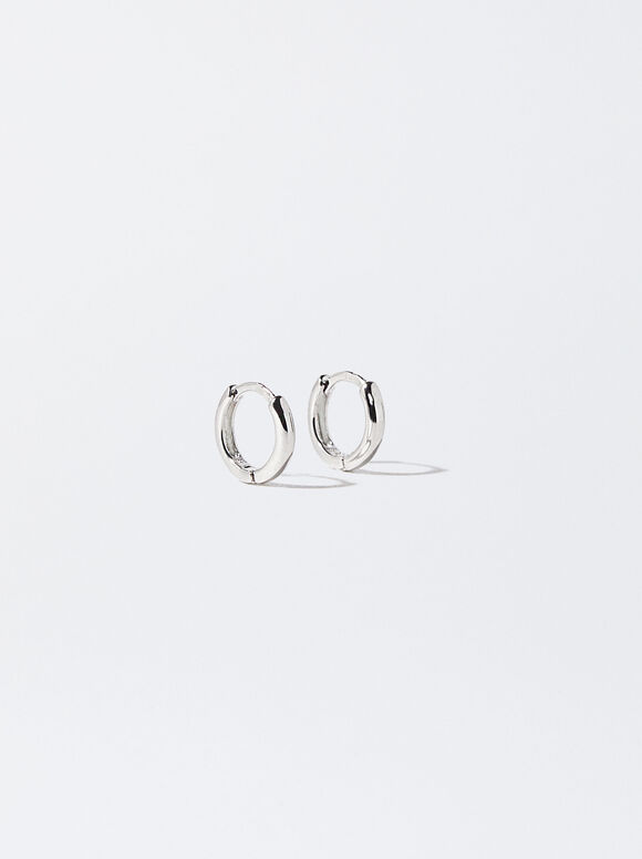 925 Silver Personalised Hoop Earrings, Silver, hi-res
