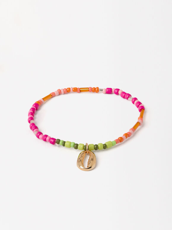 Beaded Bracelet With Shell, Multicolor, hi-res