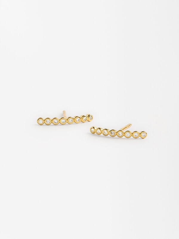 Line earrings with zirconias - 925 sterling silver