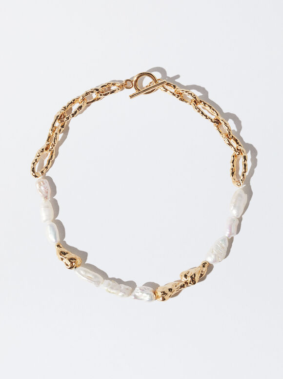Online Exclusive - Necklace With Freshwater Pearls, Golden, hi-res