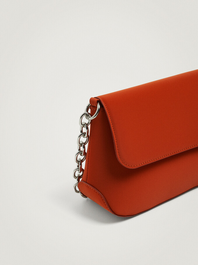 Shoulder Bag With Chain Handle, Orange, hi-res