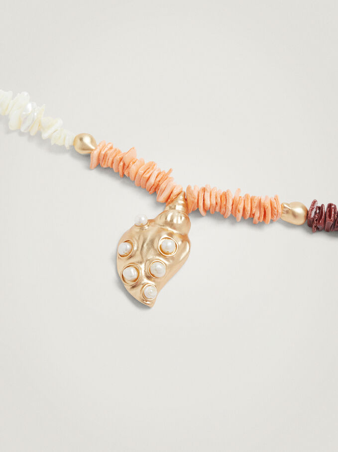 Necklace With Shell And Pearl, Multicolor, hi-res