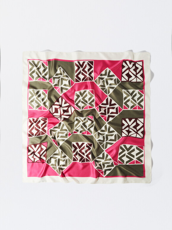 Printed Scarf, Multicolor, hi-res