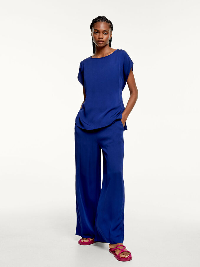 Loose-Fitting Wide-Leg Trousers, Blue, hi-res