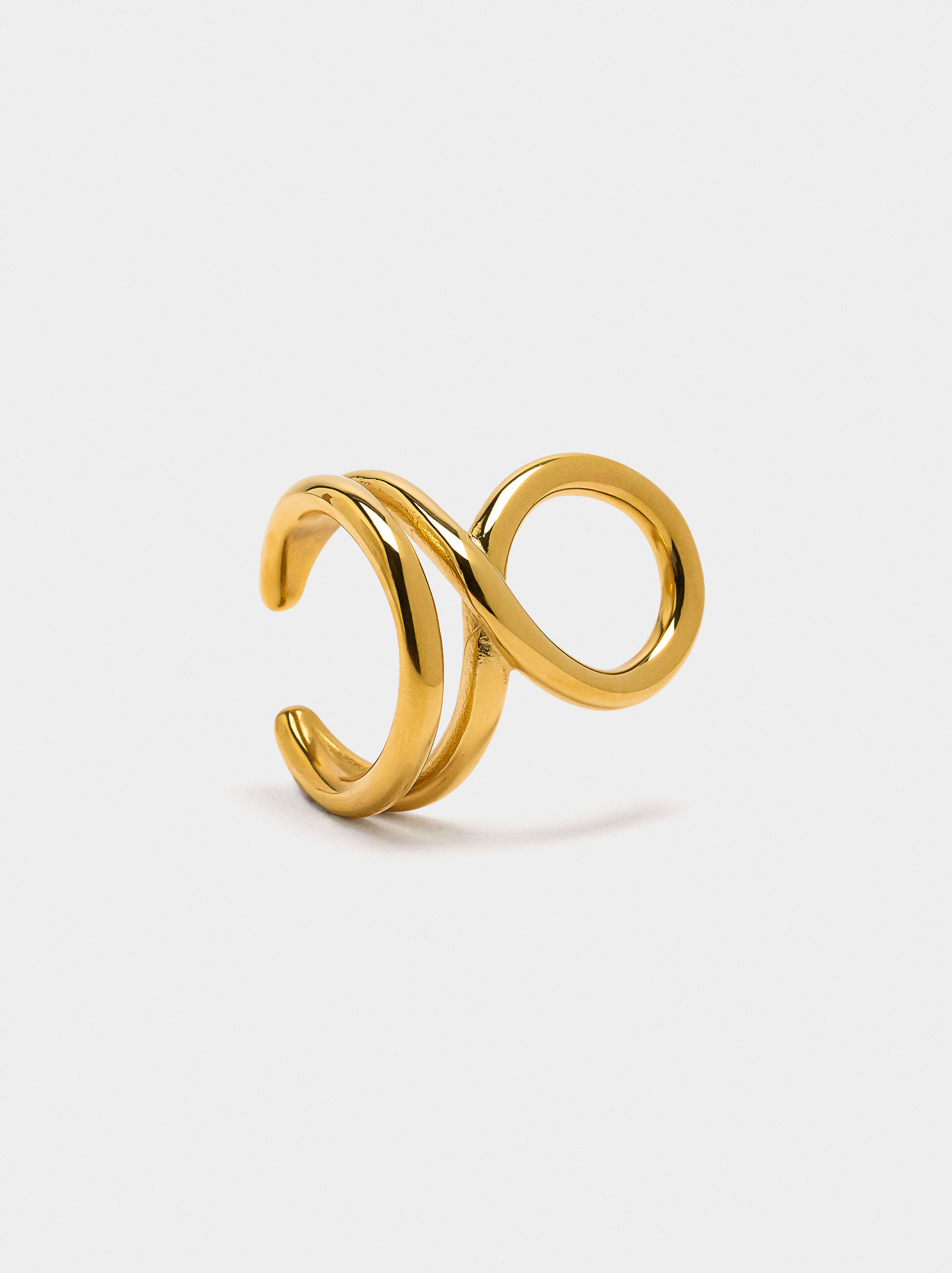 Open ring with double effect - stainless steel image number 1.0