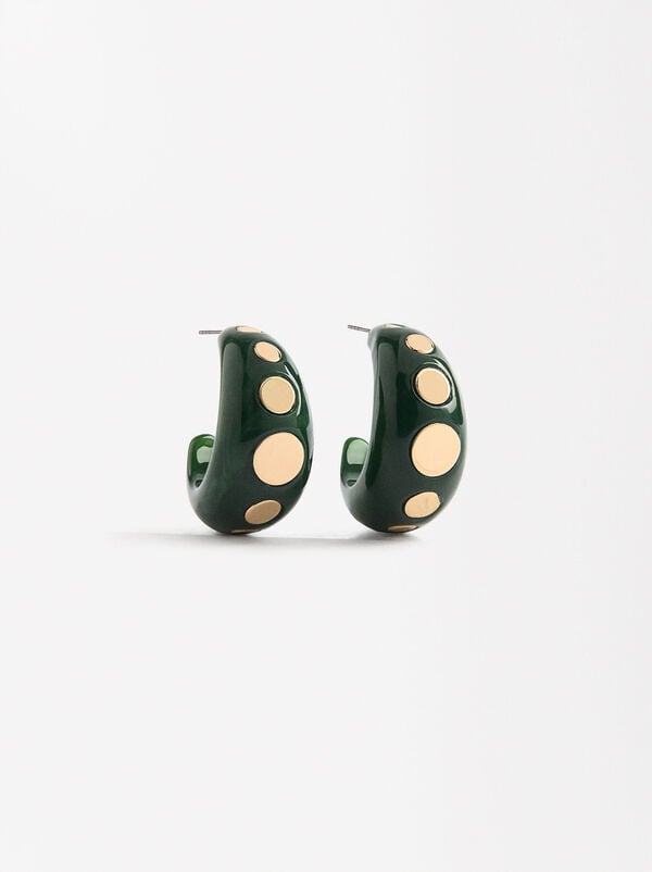 Maxi Resin Earrings with Metallic Details