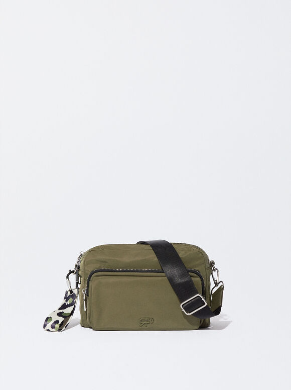 Personalized Nylon Crossbody Bag With Pendant, Khaki, hi-res