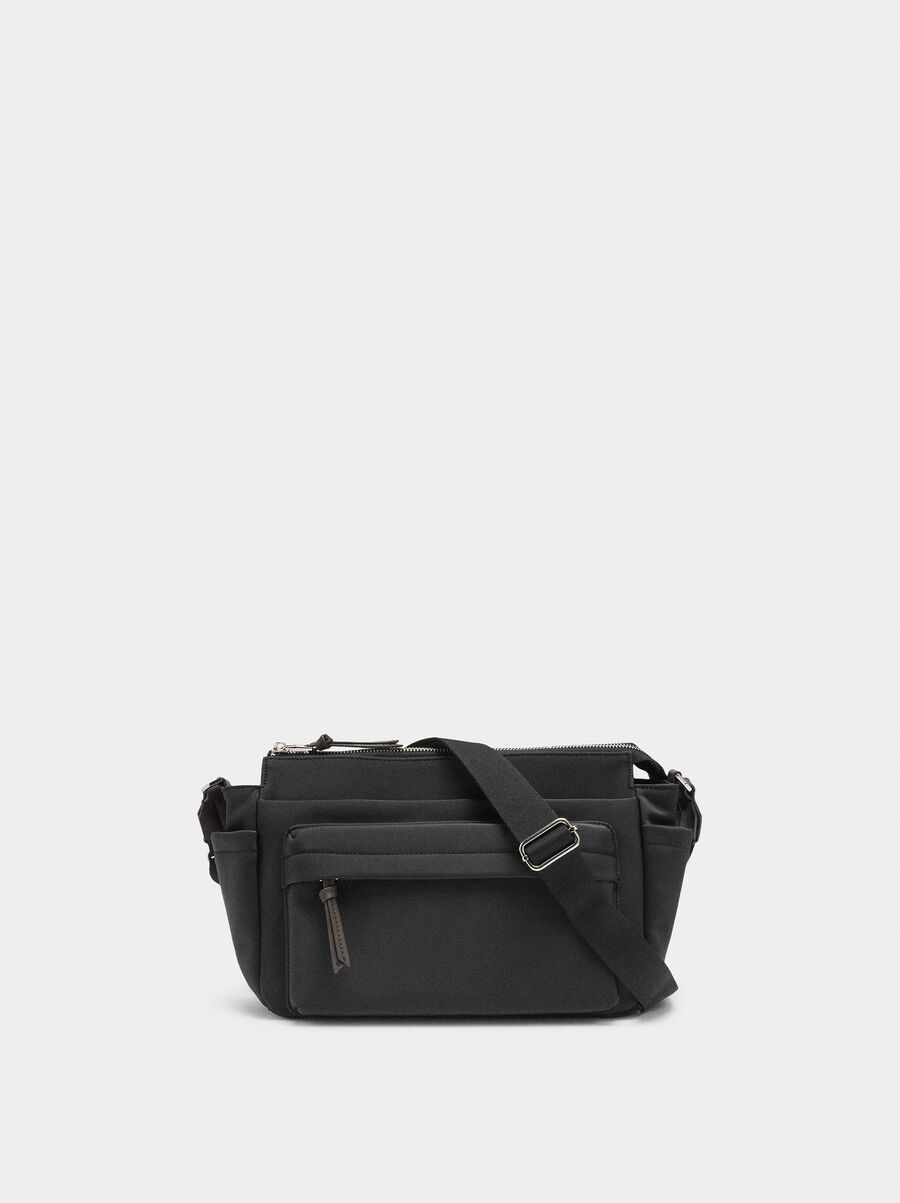Crossbody bag with nylon effect