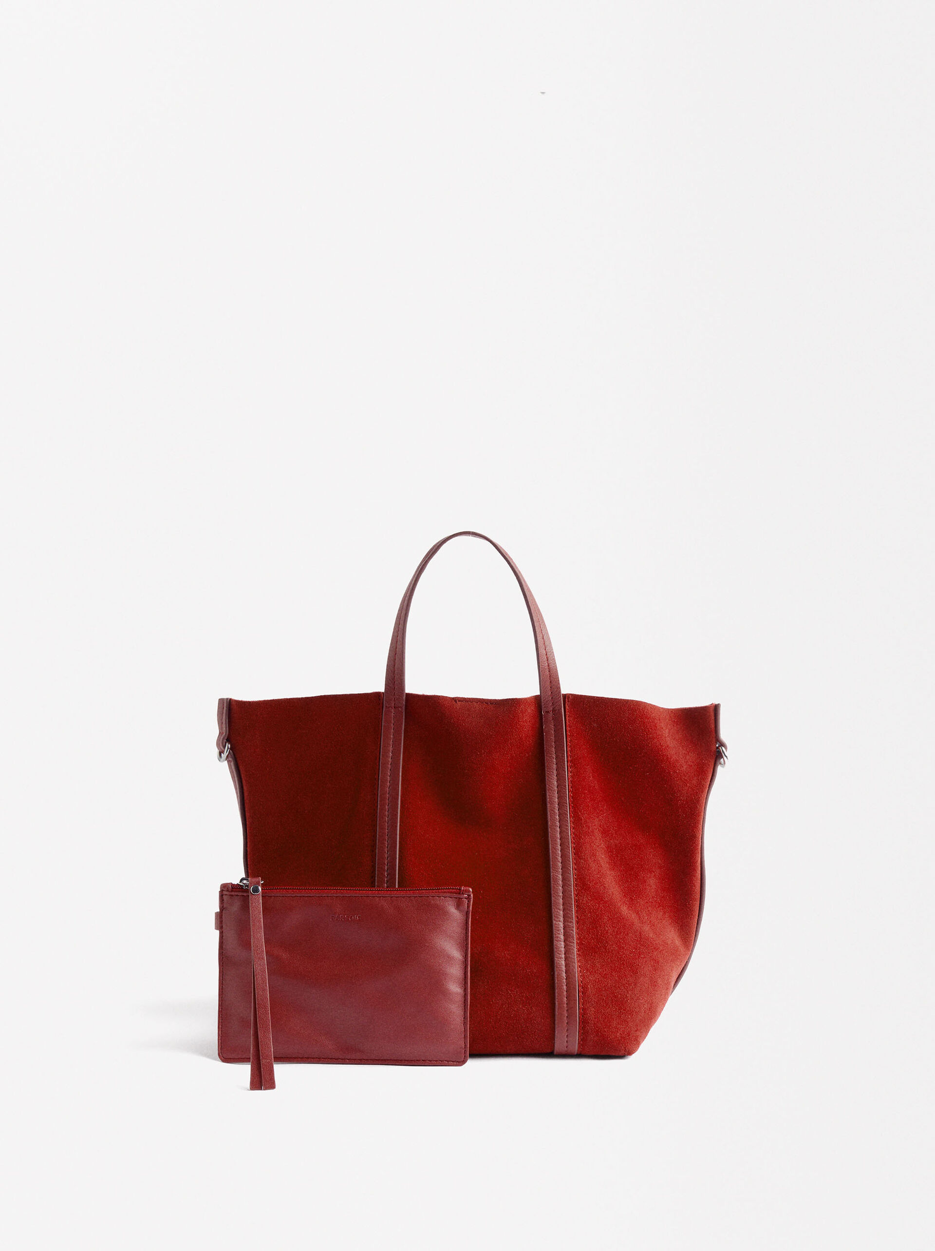 Leather tote bag with removable pouch image number 2.0