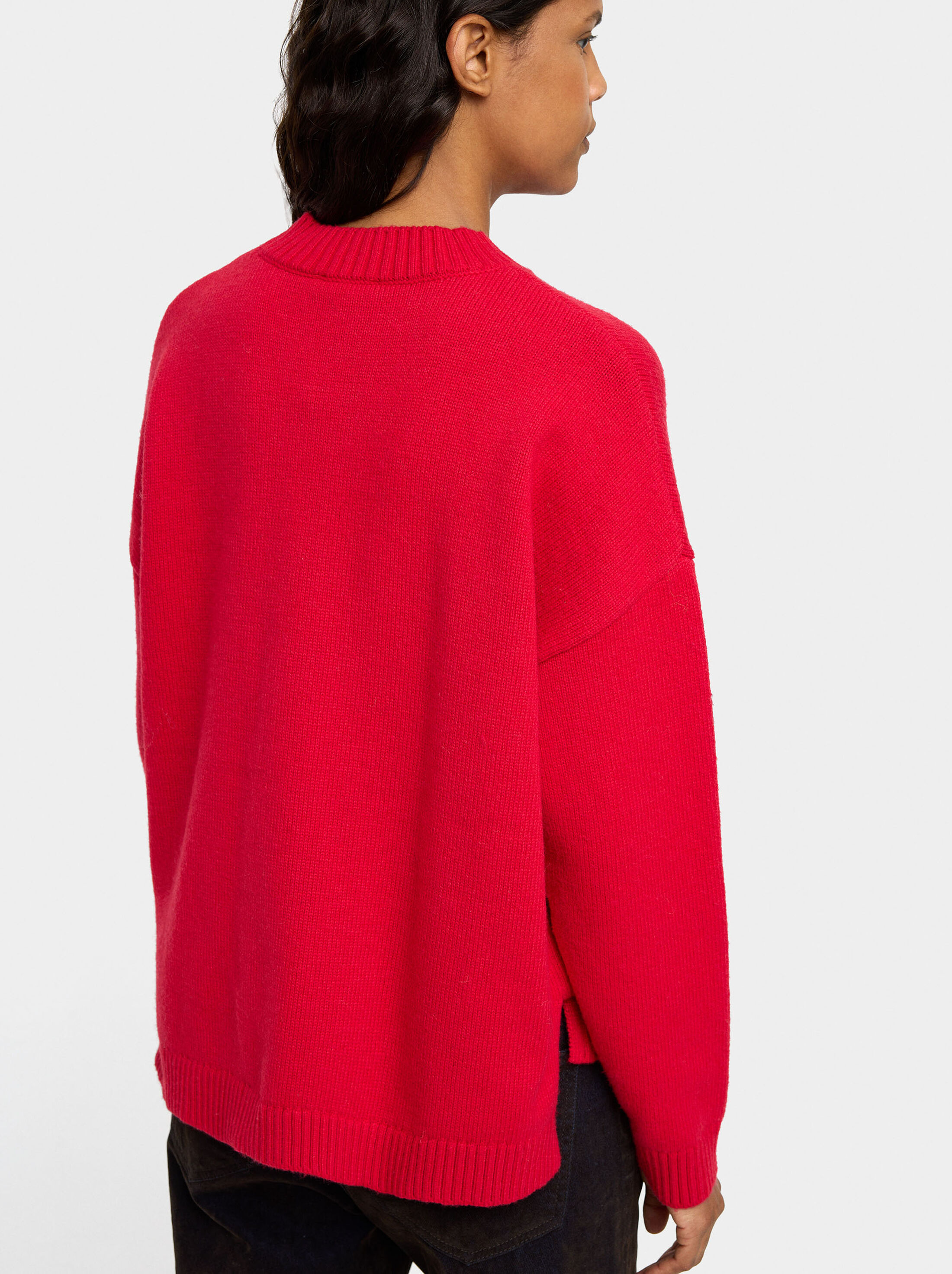 Knit sweater with leather-effect pocket image number 3.0
