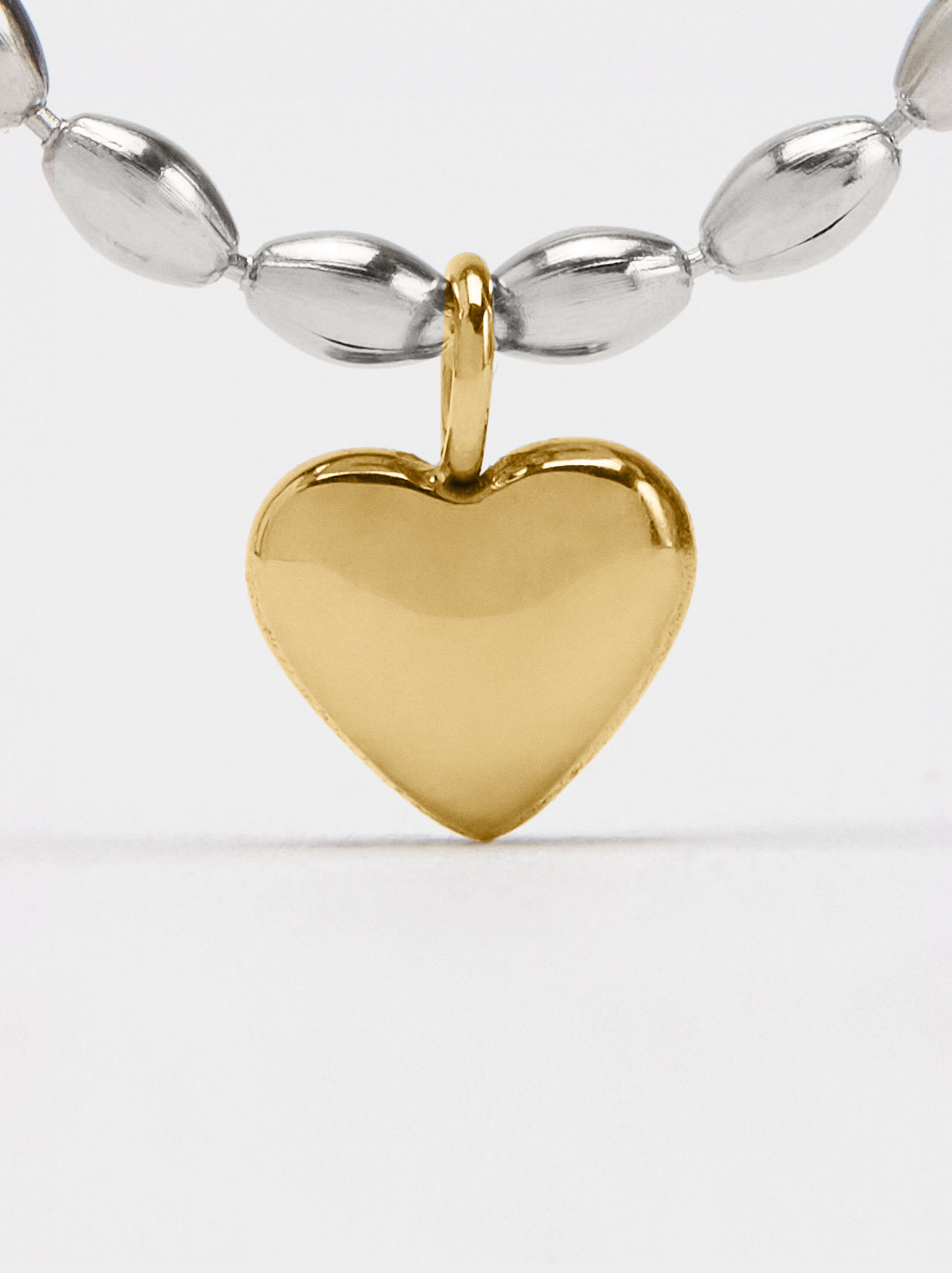 Bicolor necklace with heart pendant - stainless steel image number 5.0