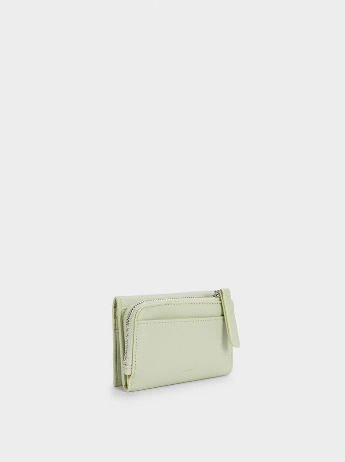 Small Wallet With Front Flap Fastening, Green, hi-res