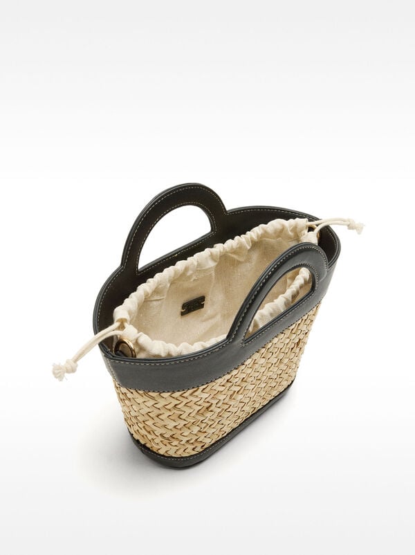 Straw tote bag with crossbody strap S