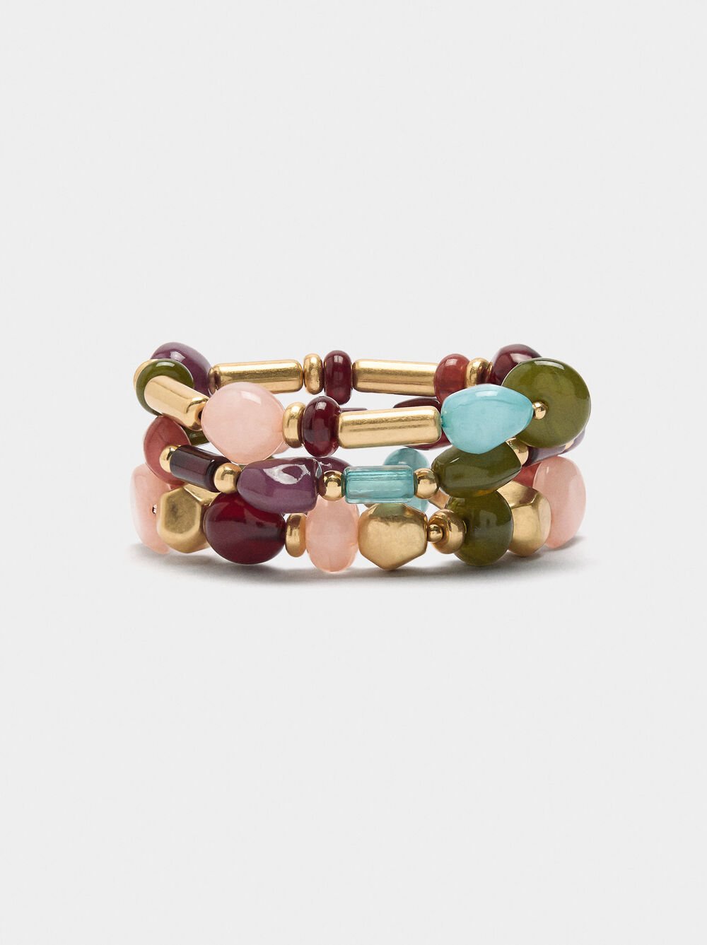 Set de bracelets élastiques en effet pierre