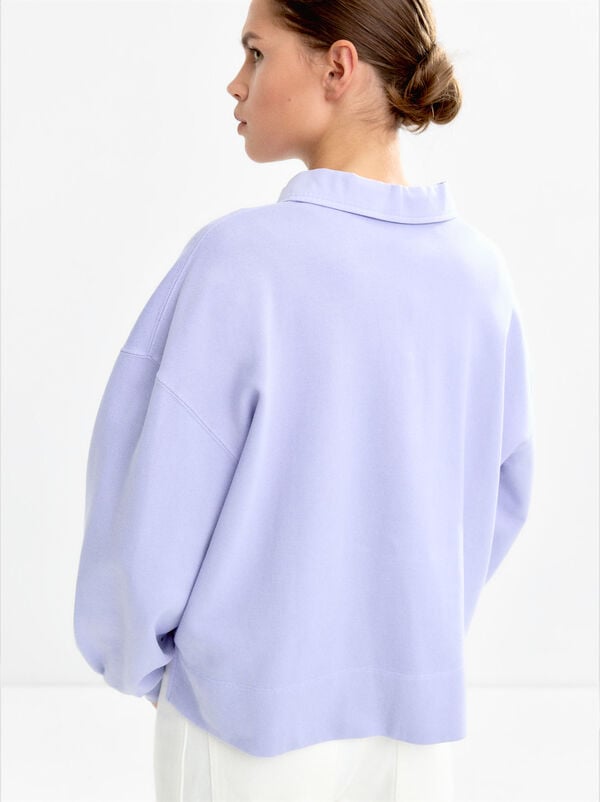 100% cotton sweatshirt polo collar