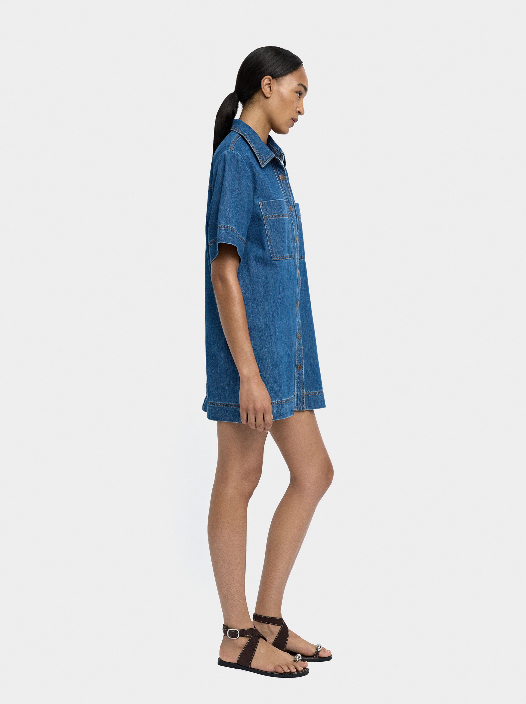 Denim dress with 100% cotton image number 2.0