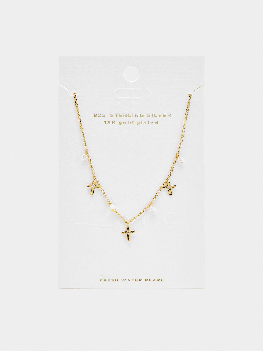 Necklace with crosses and freshwater pearls - 925 sterling silver