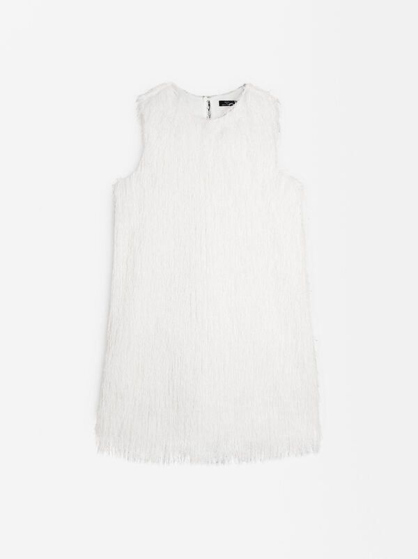 Short dress with fur effect