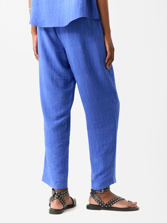Pantalon En Jacquard, Bleu, hi-res