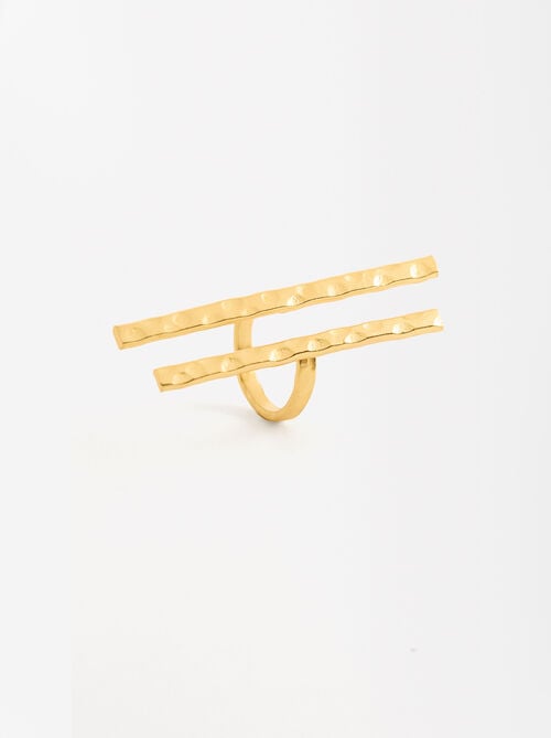 Anillo dos barras baño de oro 18k