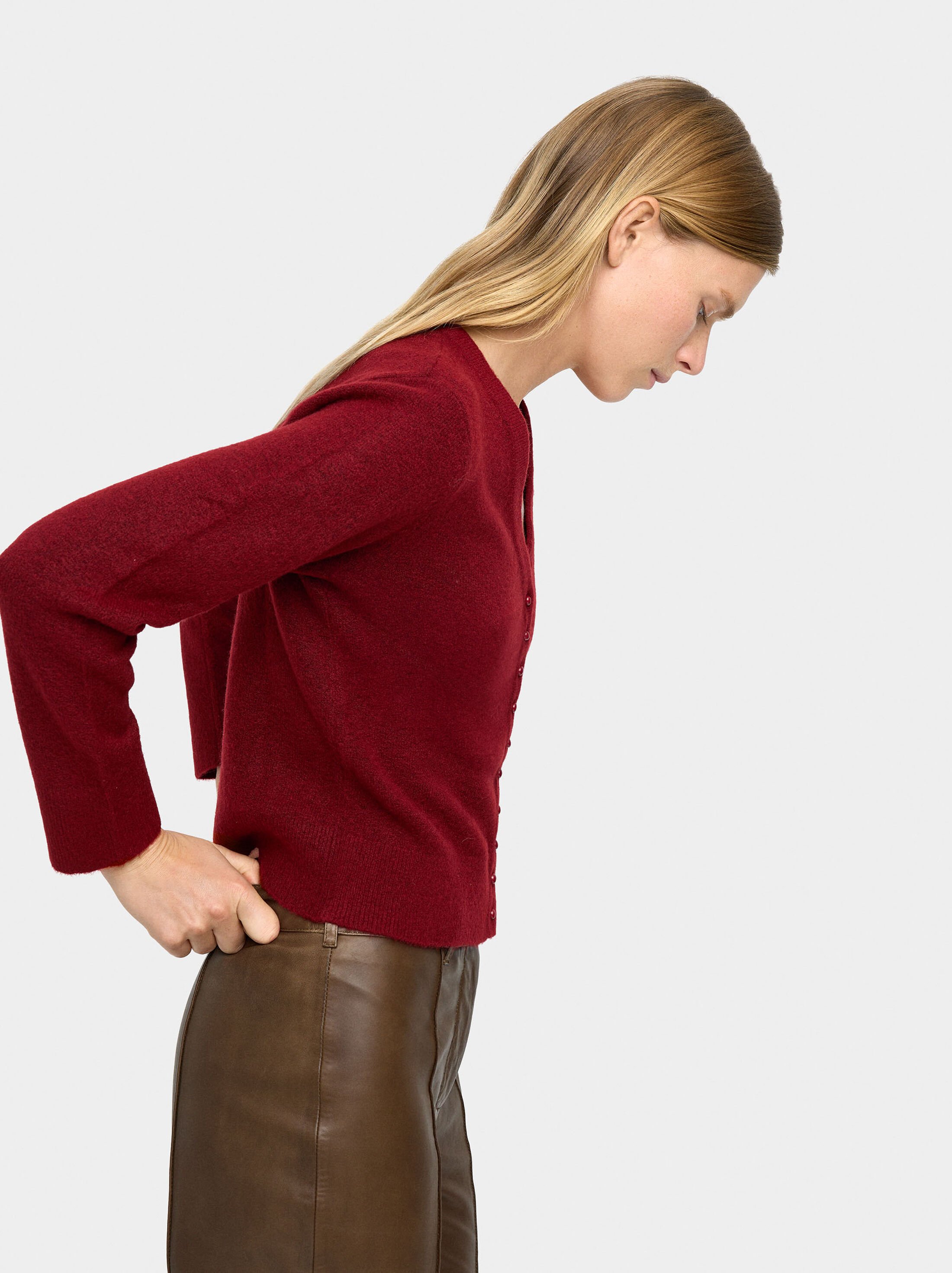 V-neck knit cardigan image number 2.0