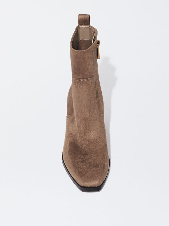 Mid-Heel Boots, Brown, hi-res