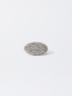 Stainless Steel Ring With Crystals, , hi-res
