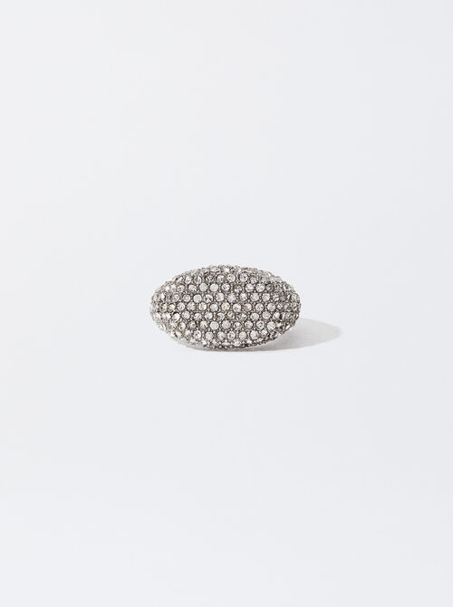 Stainless Steel Ring With Crystals