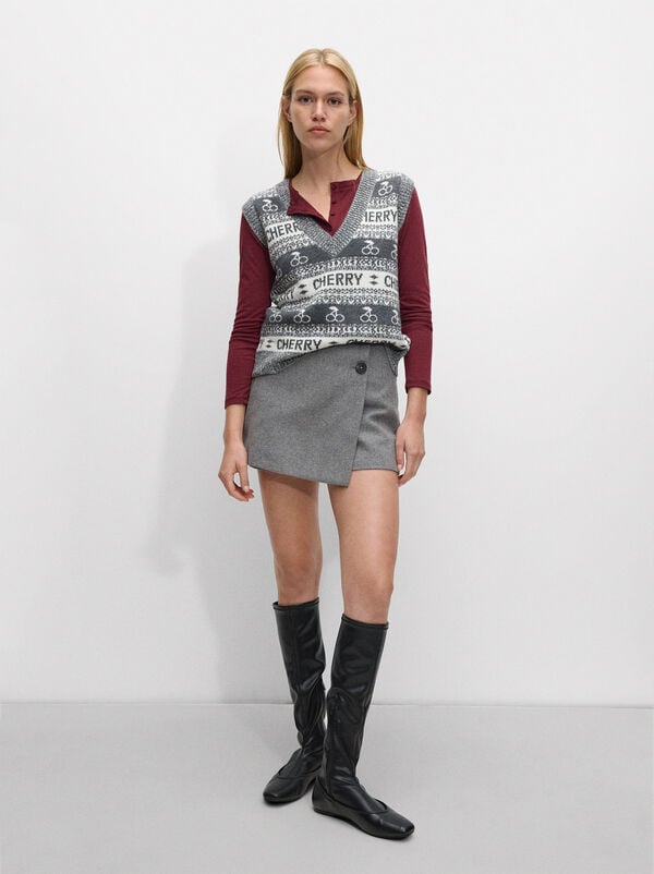 Printed knit vest
