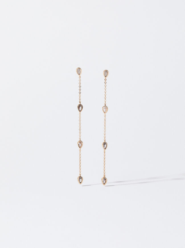 Golden Earrings With Zirconia image number 0.0