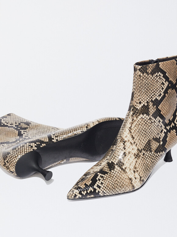 Snakeskin kitten heel boots Clearance