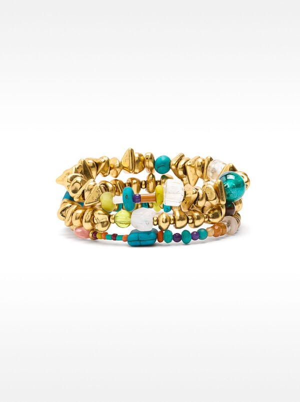 Set of elastic bracelets with stones