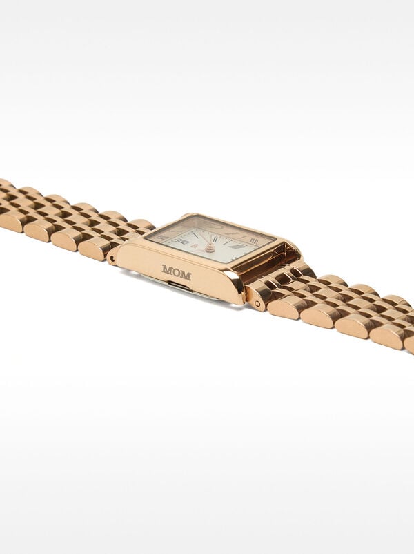 Square watch with a stainless steel bracelet