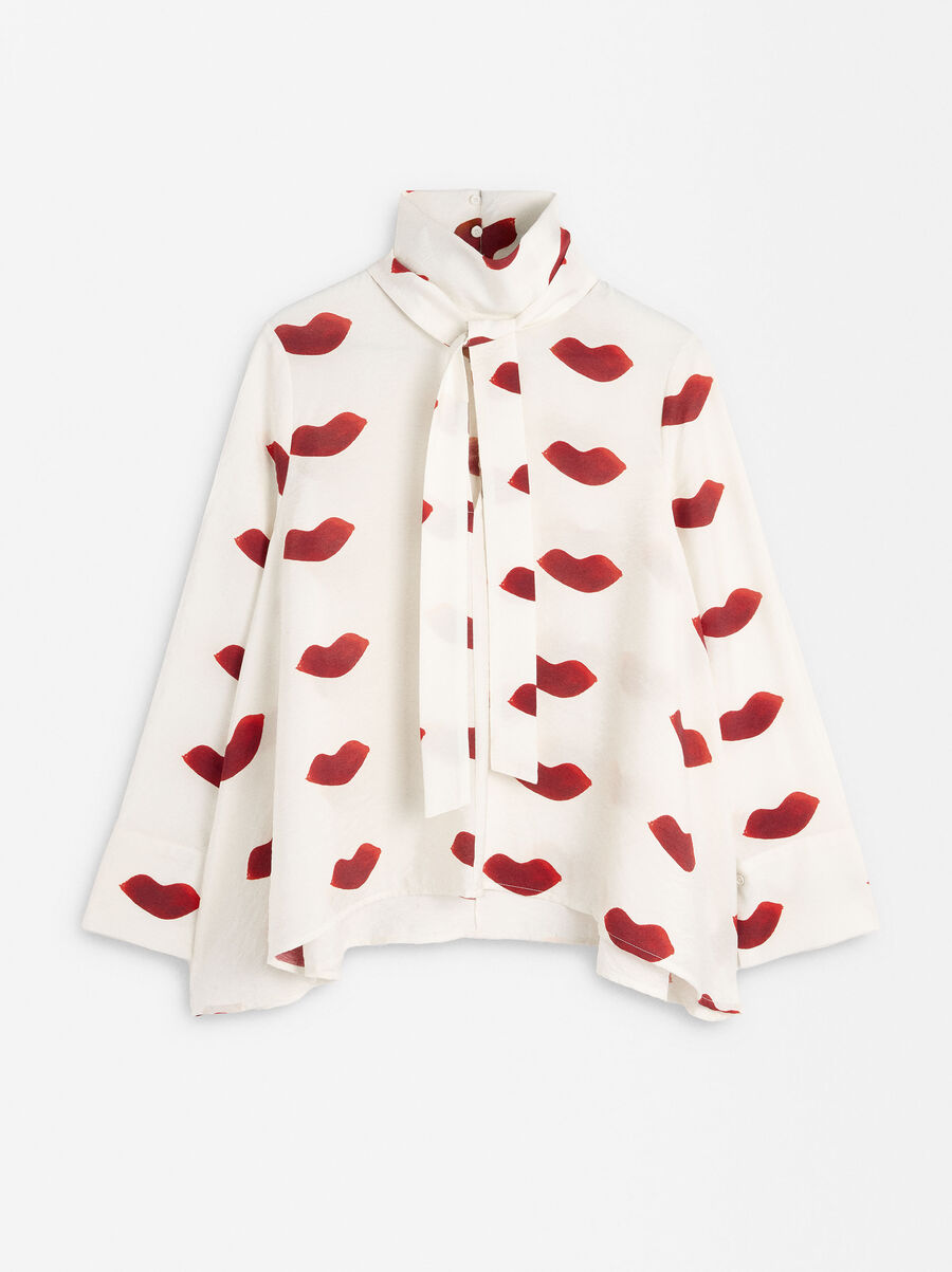 Printed high-neck shirt