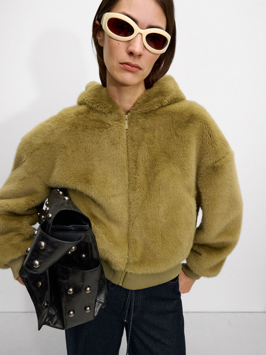Faux fur effect coat