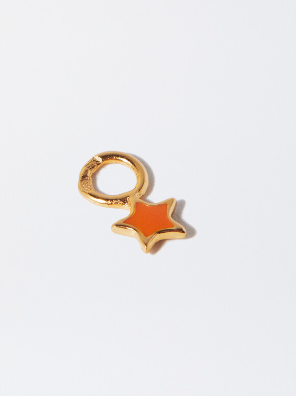 925 Silver Star Charm, Orange, hi-res