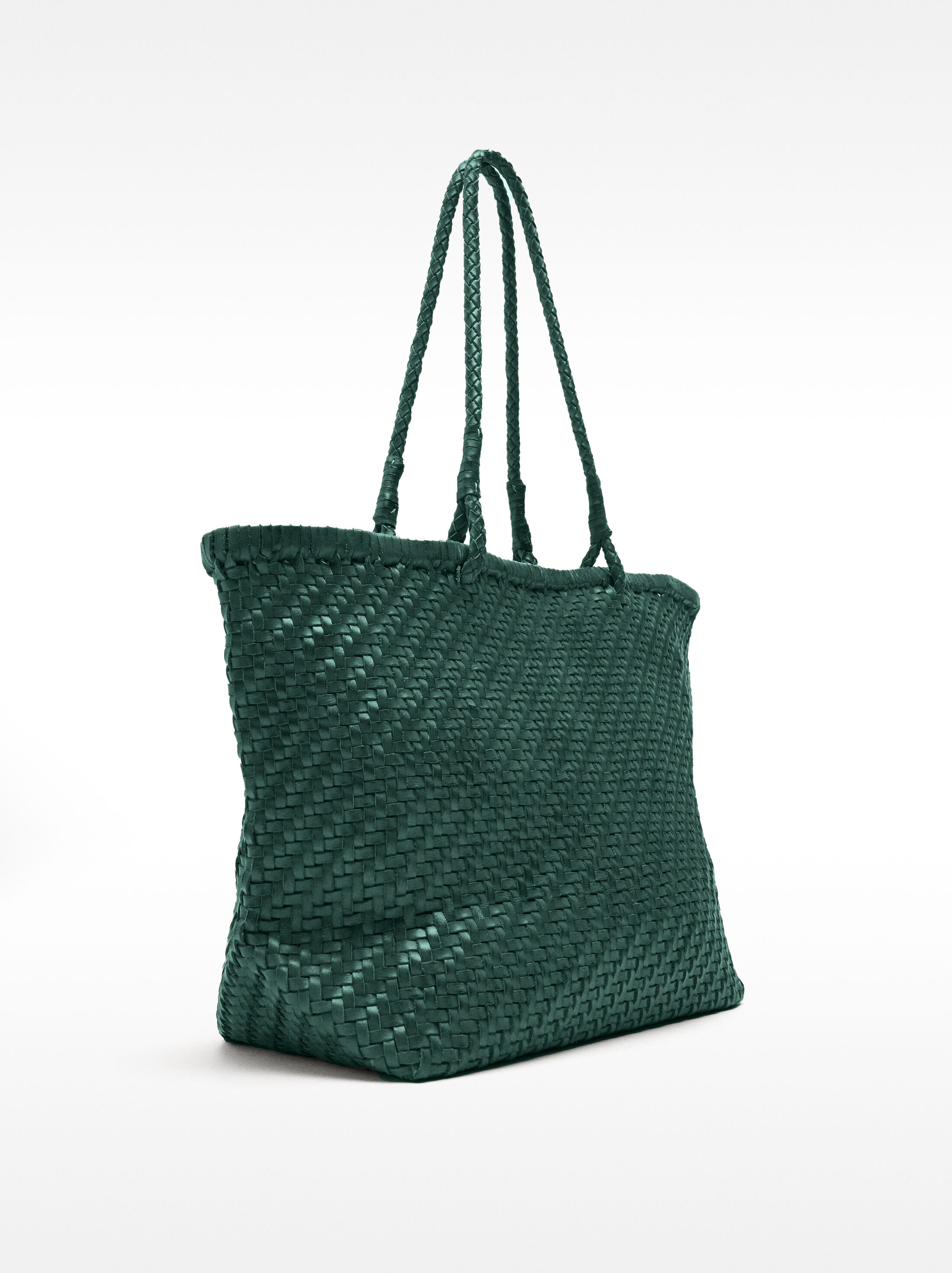 Woven leather shopper bag image number 2.0